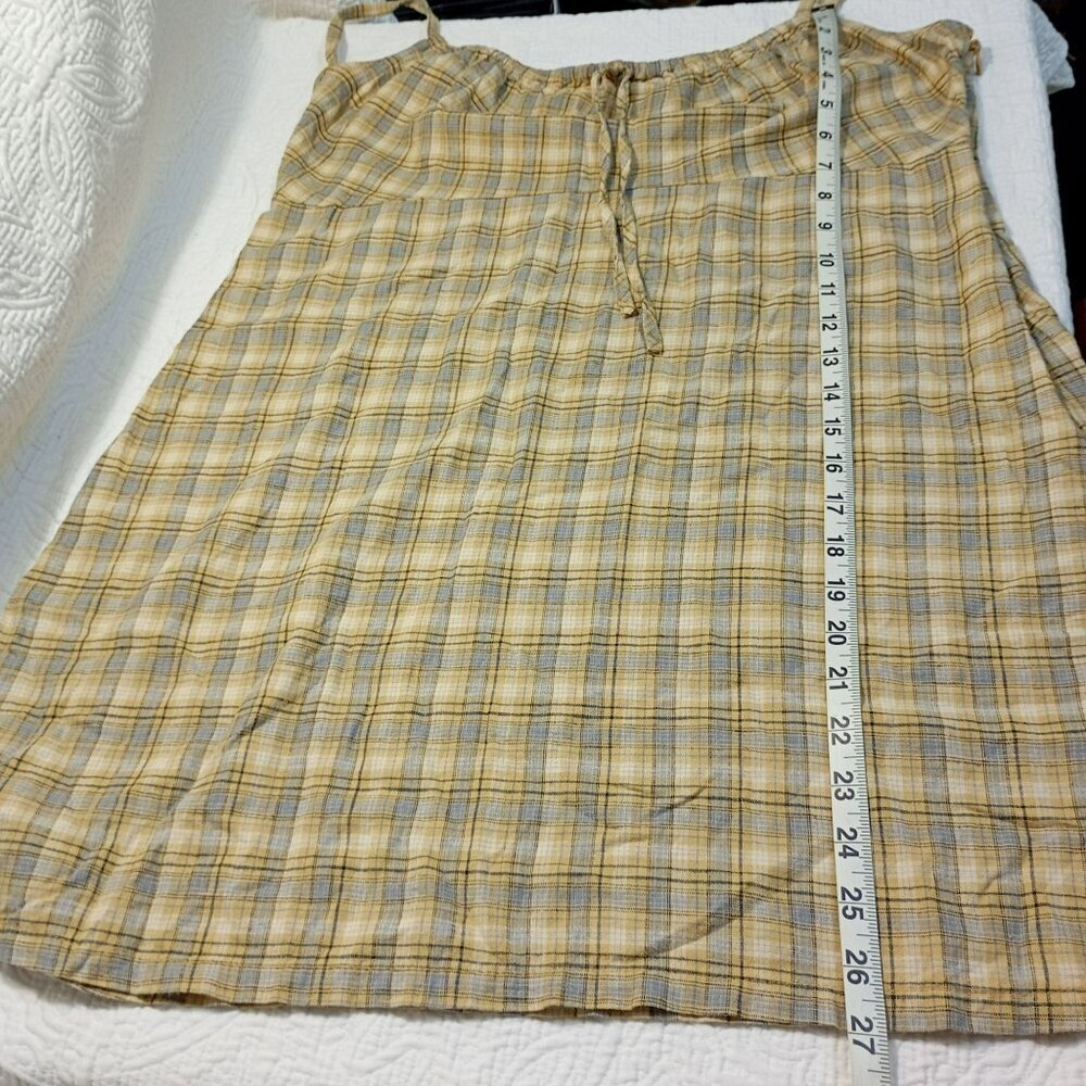 Y2K Urban Outfitters Mini Dress Yellow Plaid Adjustable Strap Size L Womens - Picture 9 of 10